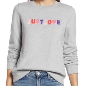 NWT Halogen Just Love Grey Crewneck Sweatshirt